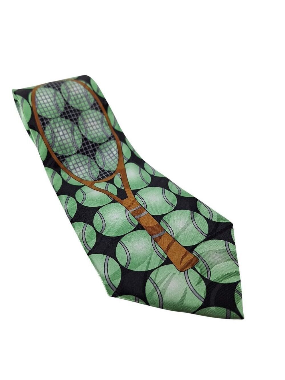 Fratello Green Tennis Ball Rackets Novelty Necktie